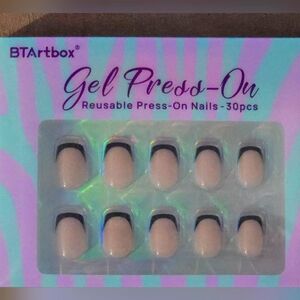 BRArtbox Press On Nails - Square Black French Tip